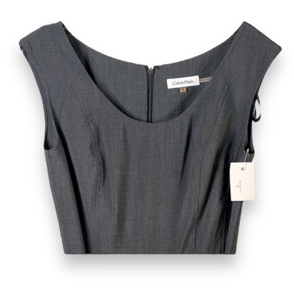 Calvin Klein Gray Belted Sleeveless Scoop Neck Future & Flare Dress NWOT Size 4 - Picture 3 of 12